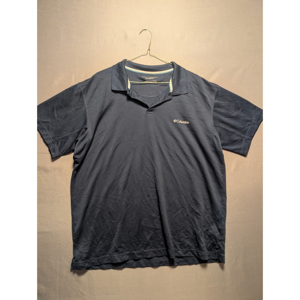 Columbia Polo Shirt Mens XL Navy Blue Omni Shade UPF Sun Protection Golf Summer